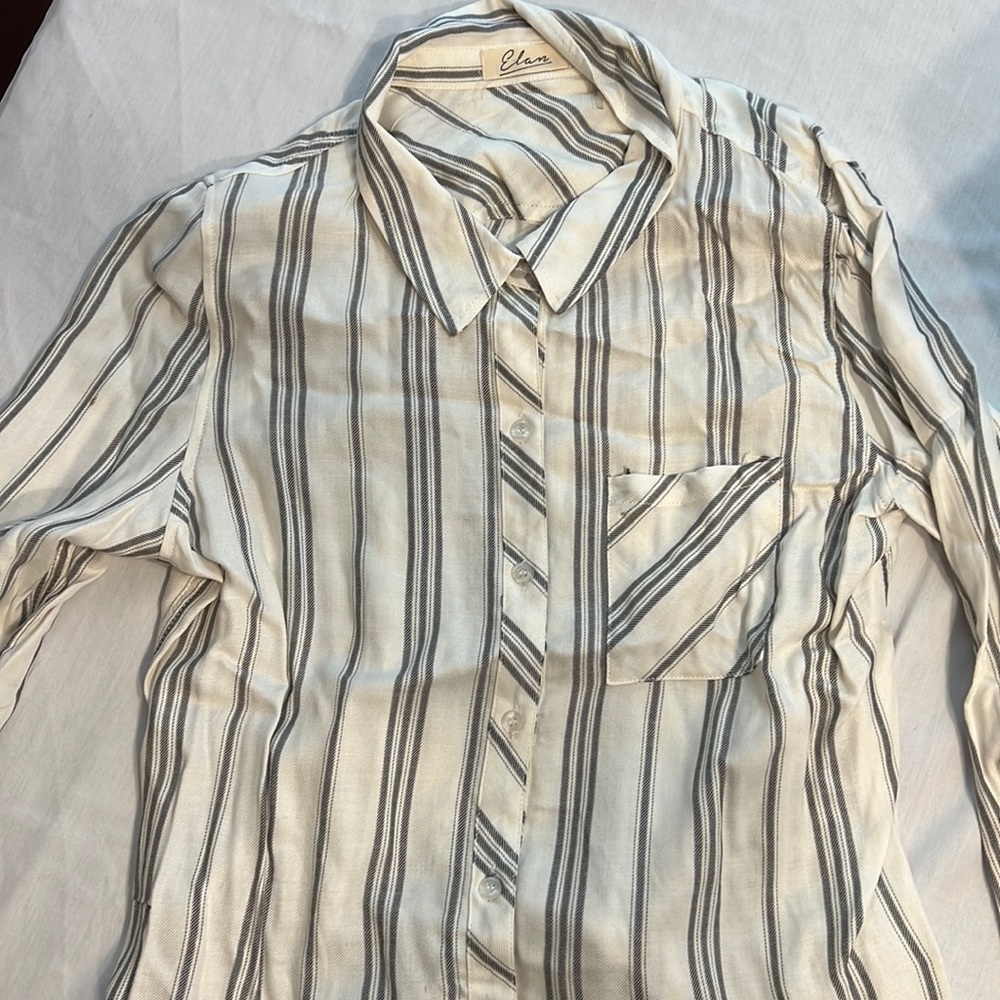 White and black button down